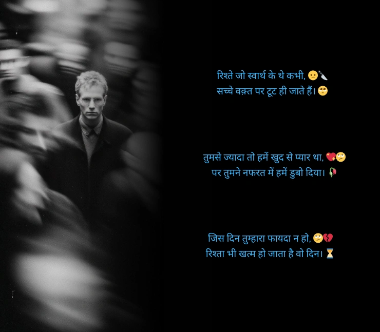 स्वार्थी लोग मतलबी रिश्ते शायरी